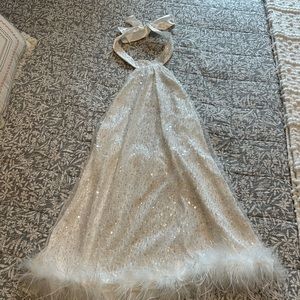 White sequin halter bachelorette dress